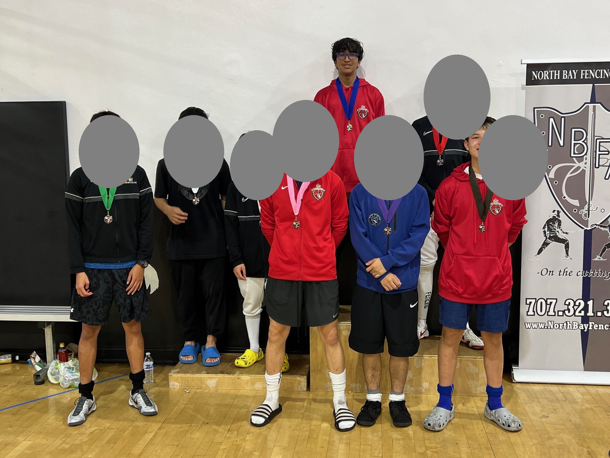 Fencing championship podium photo